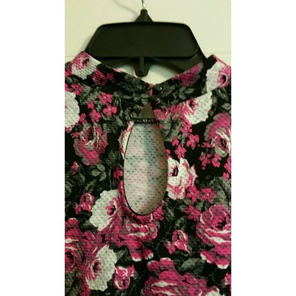 New Womens Olsenboye Black Pink Mock Collar Crop Top Shirt Size XL juniors - Picture 5 of 7